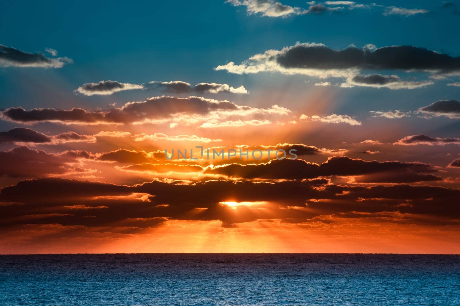 Beautiful sunrise with a colorful sky and clouds