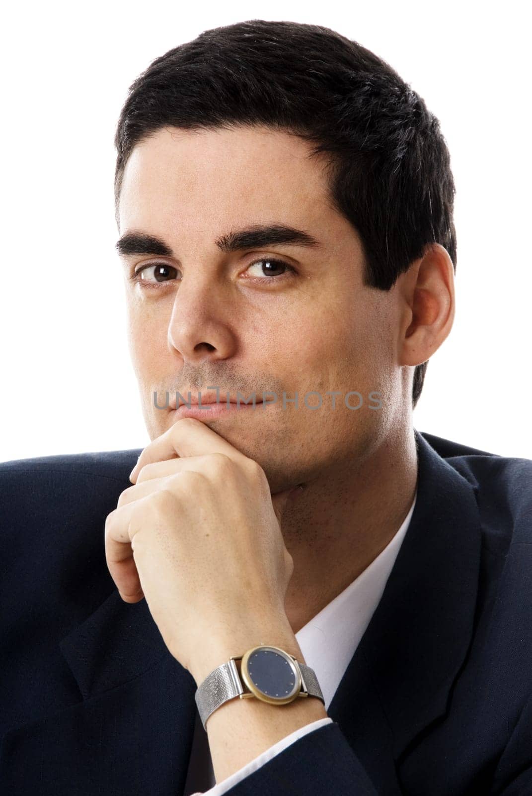 head shot of a hot businessman on white background