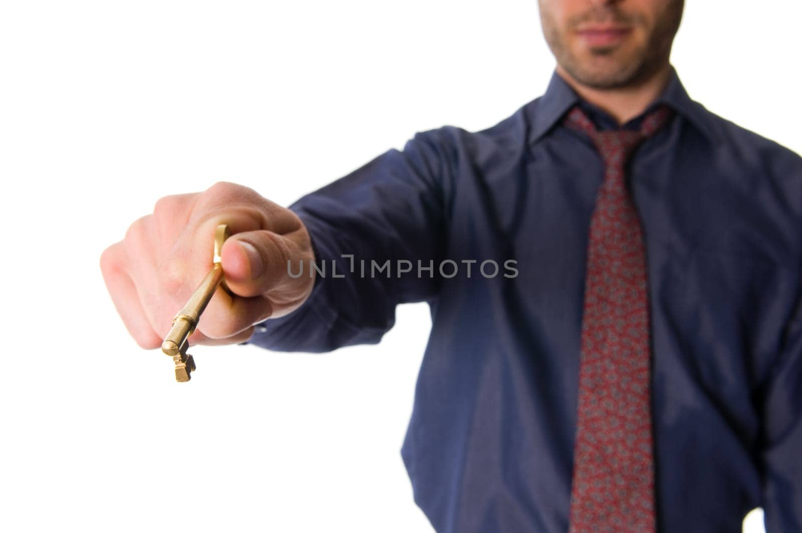 real estate agent with a golden key for client