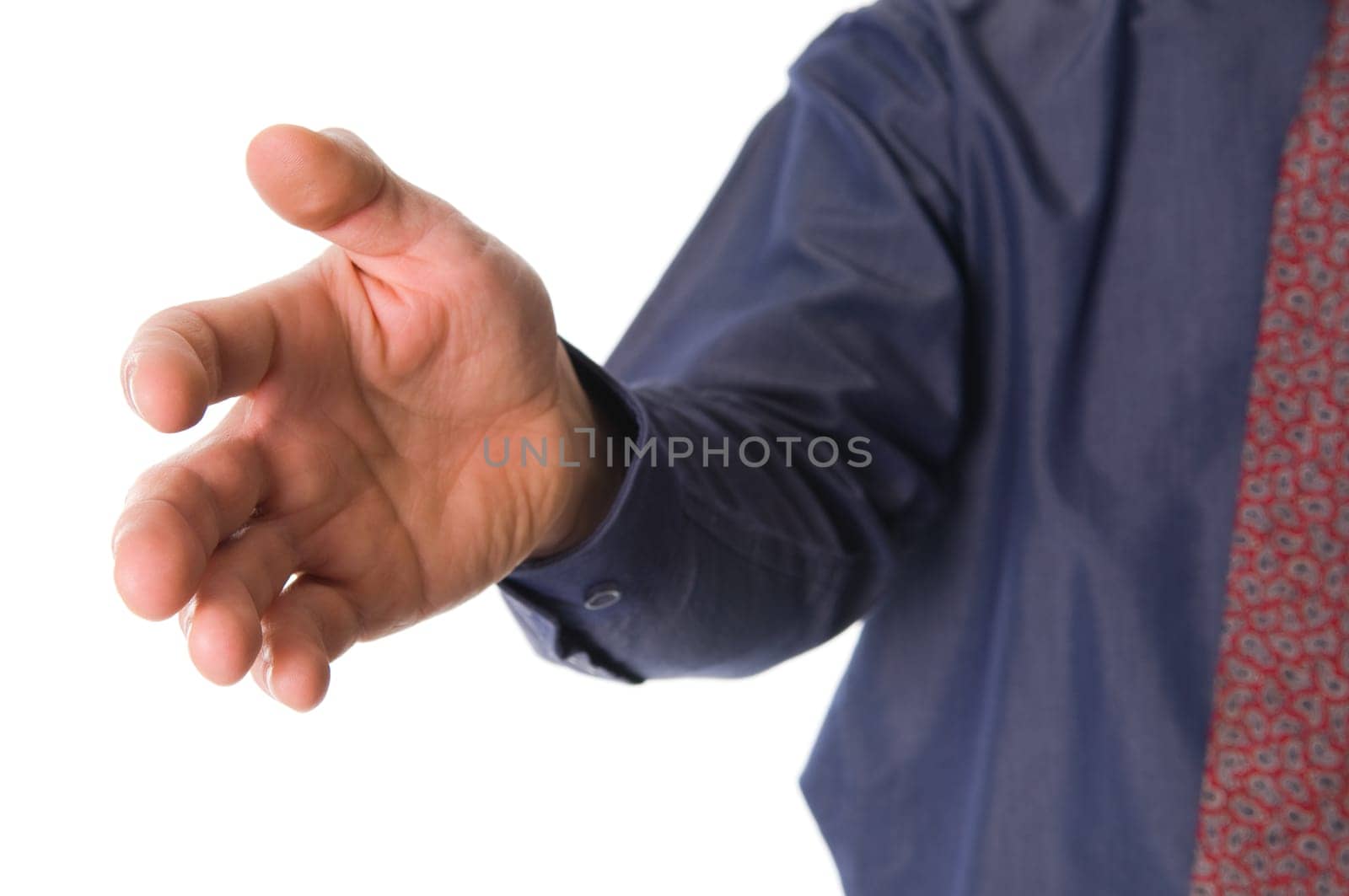 business man giving a hand shake on white