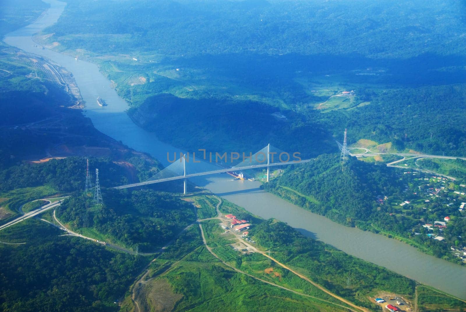 this is the panama canal taken from the plane