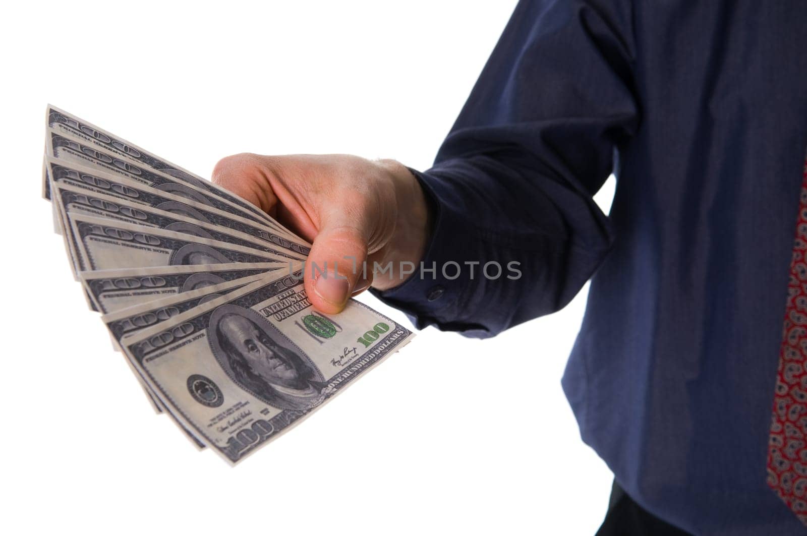 business man with some money on white