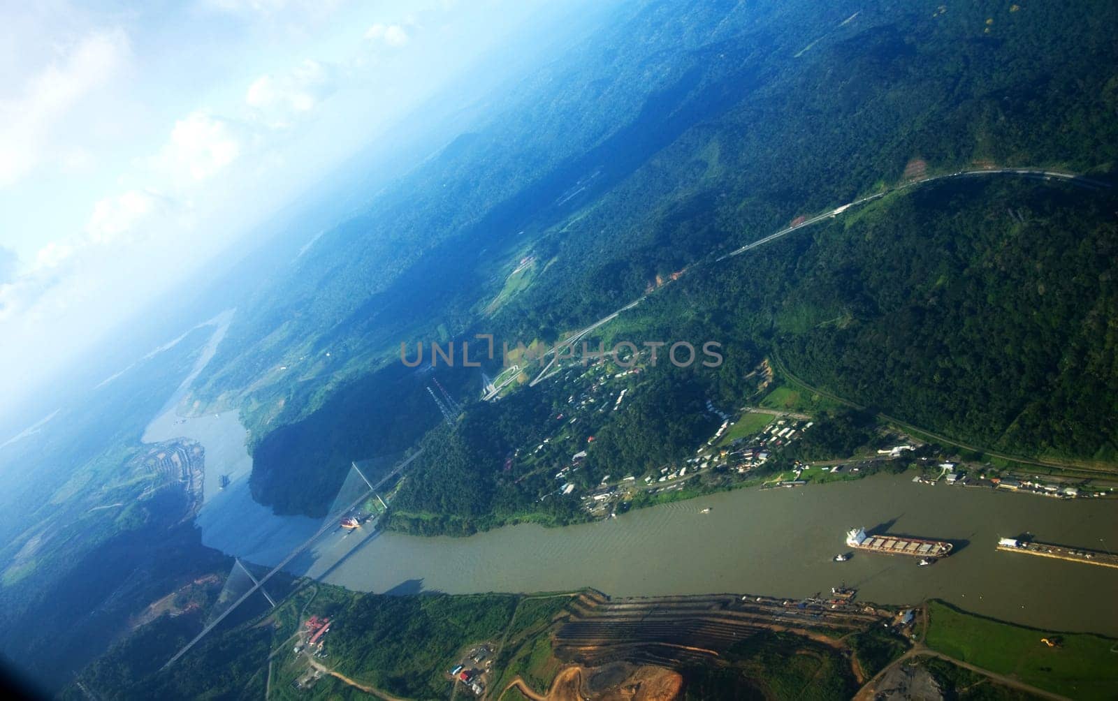 this is the panama canal taken from the plane