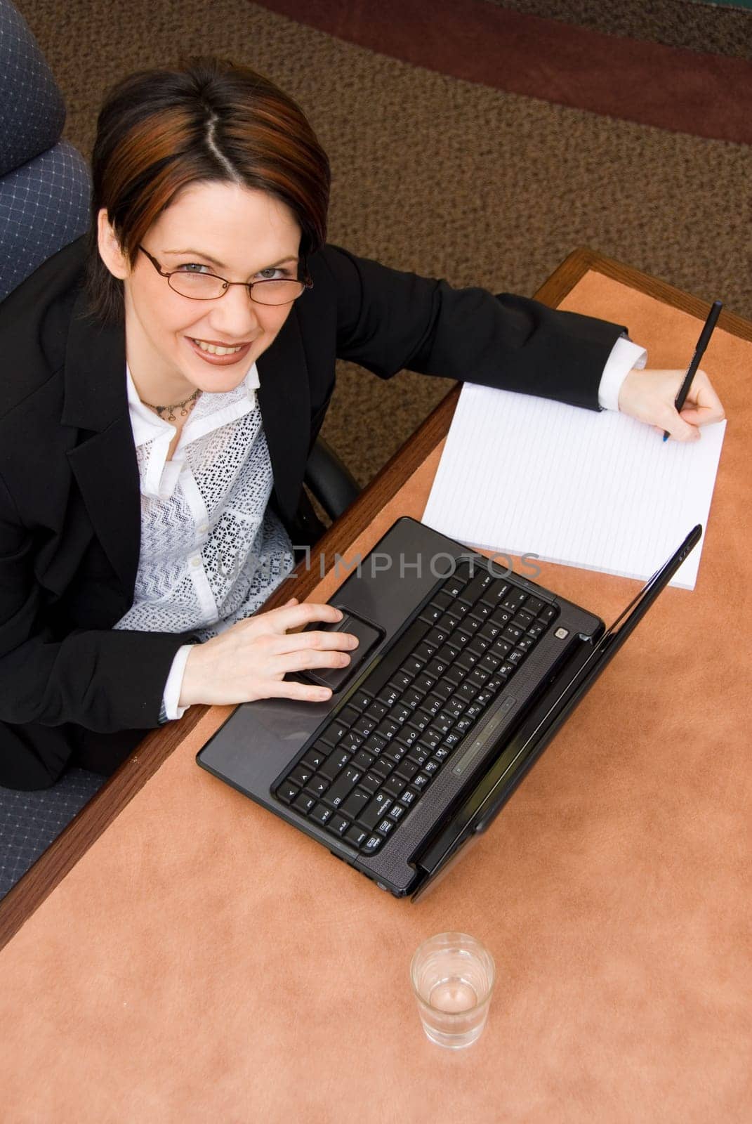 happy woman in a business meeting room