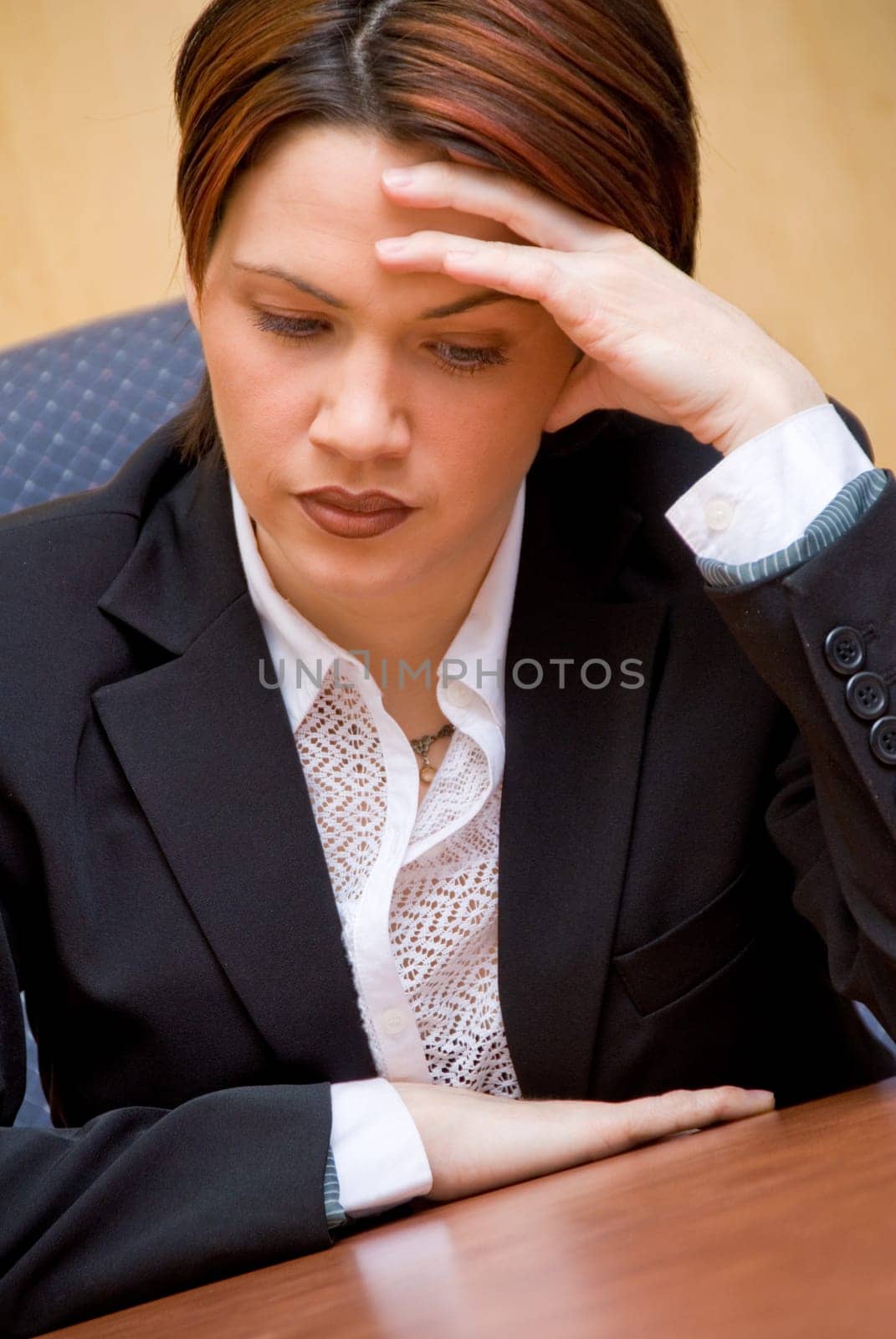 cute woman at wher work not feeling so good