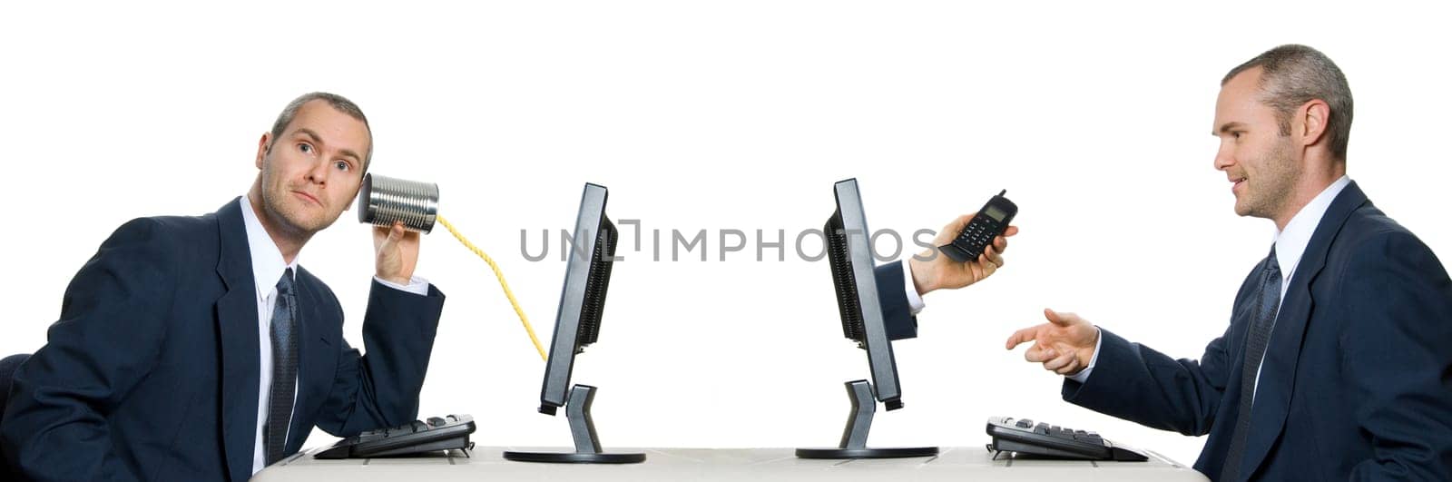 one man calling other man via internet phone