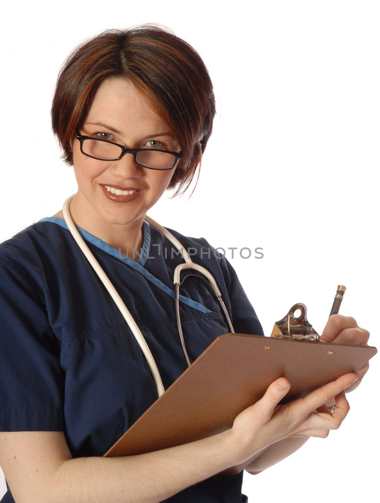 nurse writing on pad