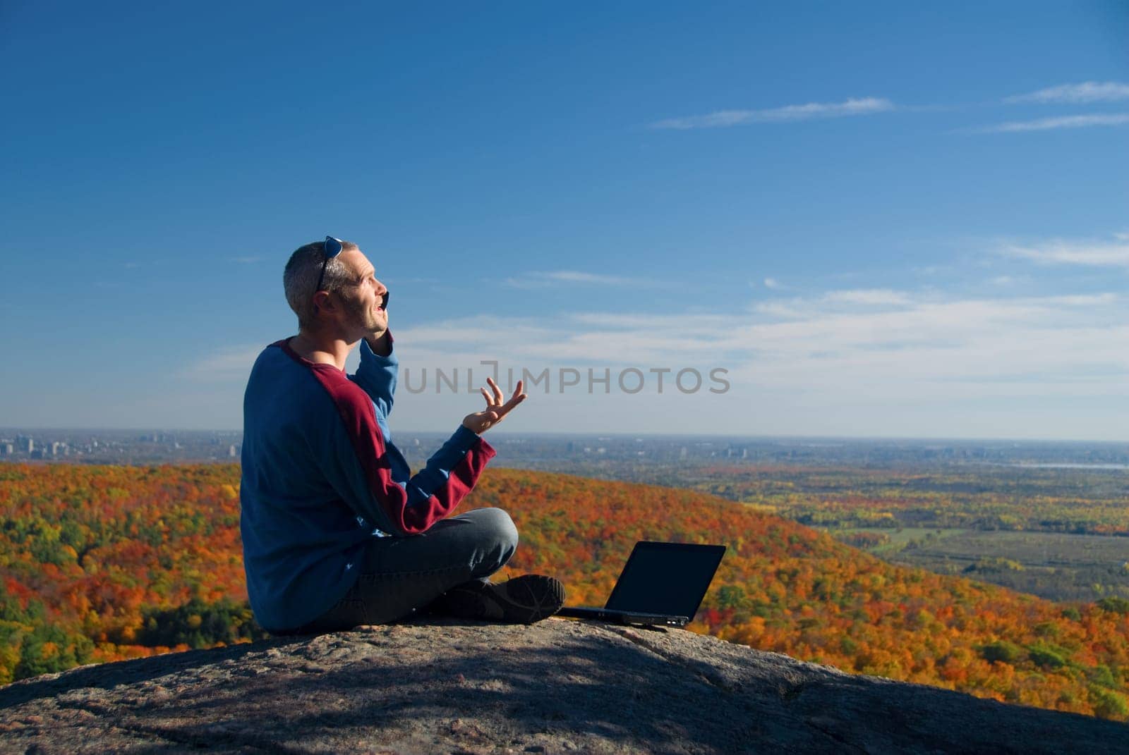 getting away from it all on the laptop in nature