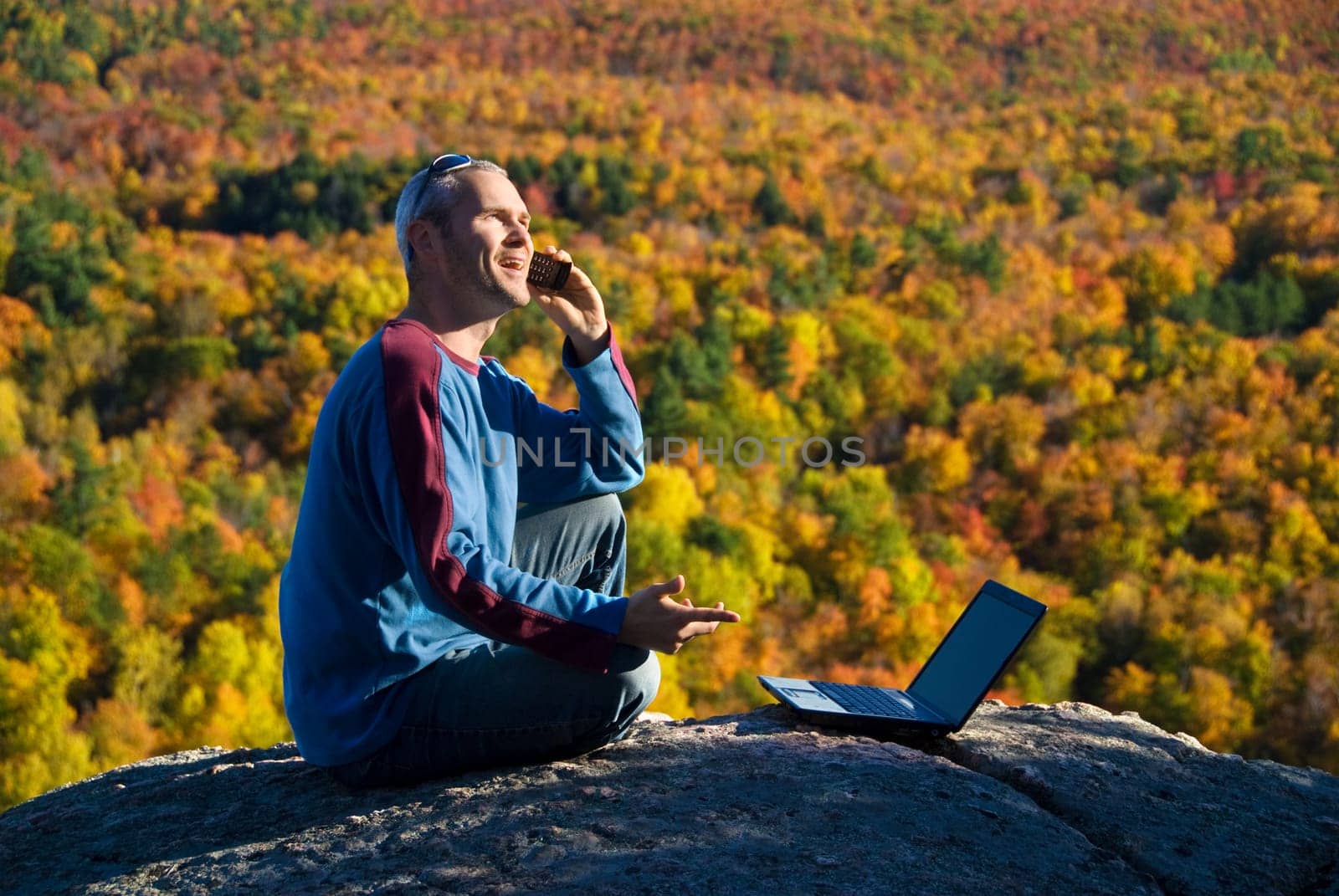 getting away from it all on the laptop in nature