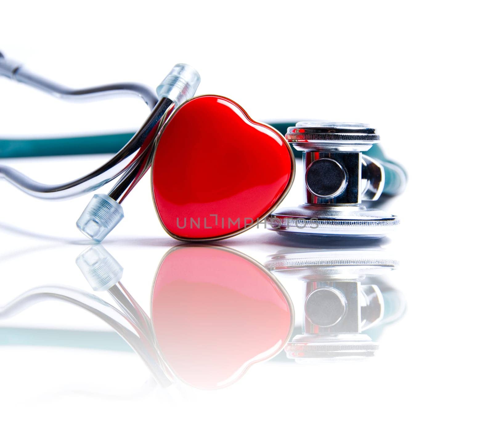 Stethoscope in green on an isolated white background