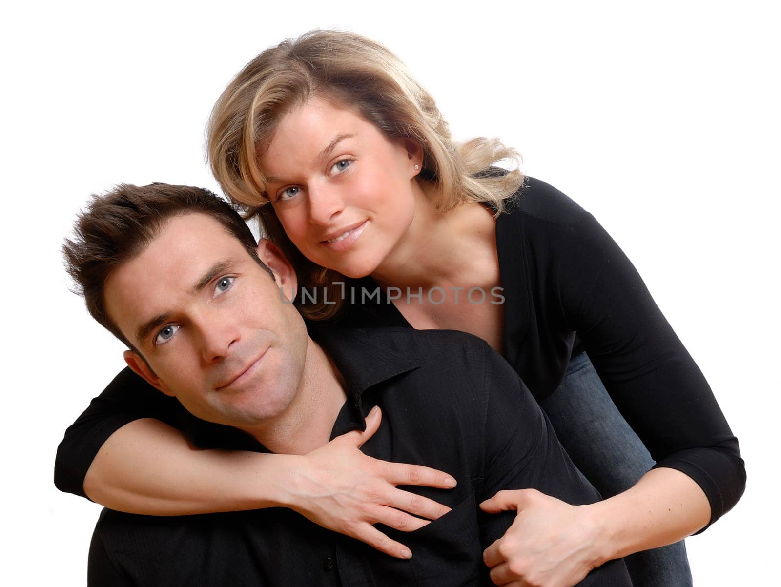 happy attractive pairon an isolated white background
