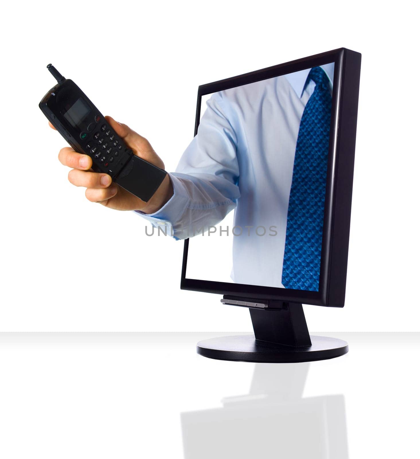 Hand holding a phone from the Web