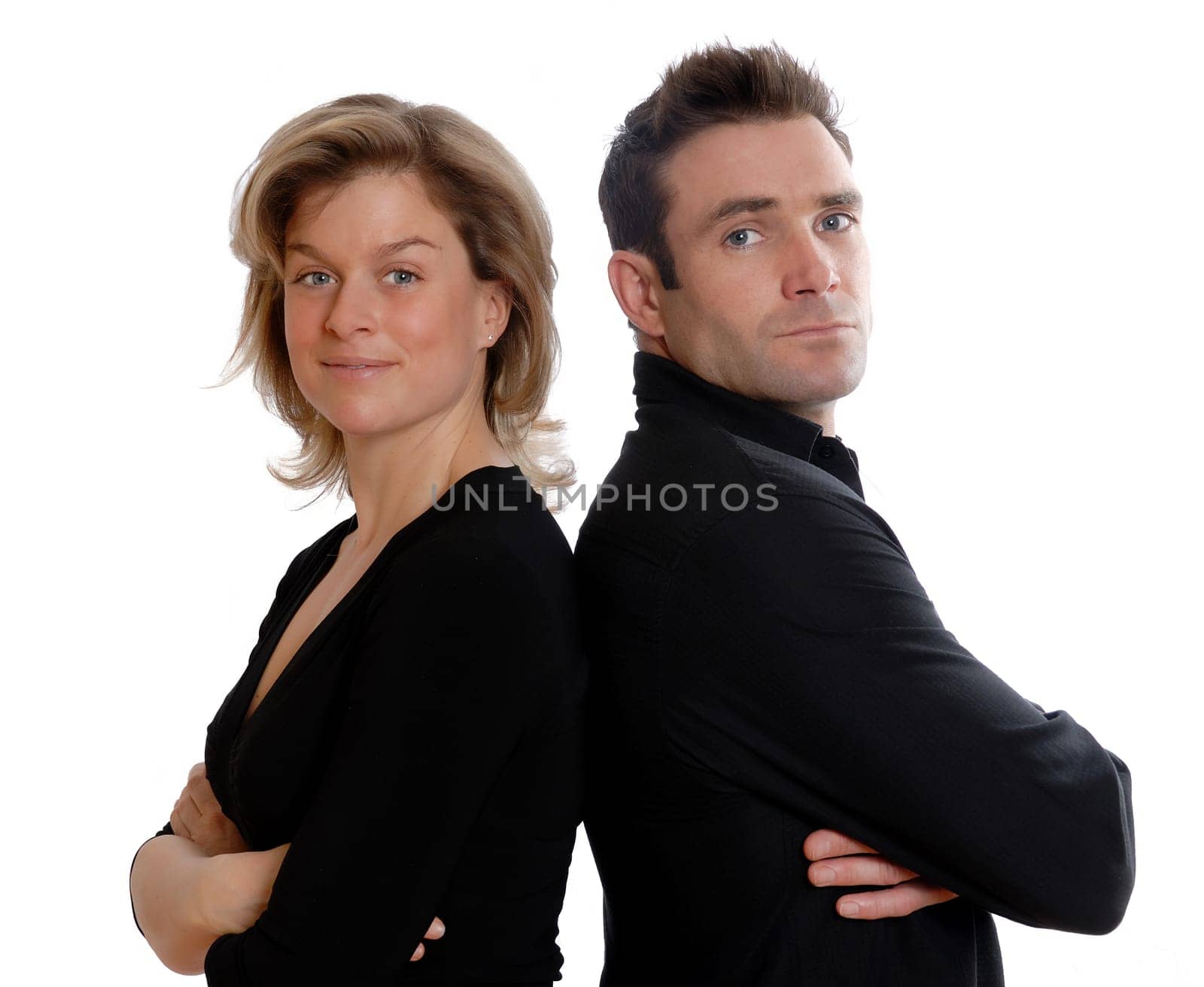 happy cute couple on an isolated white background