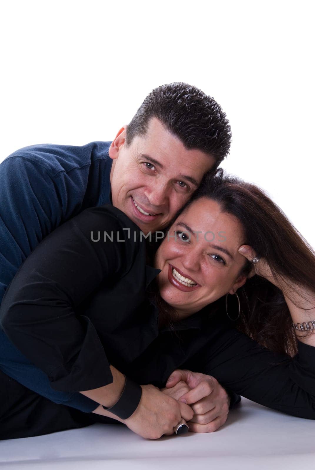 happy couple and parents on a white background