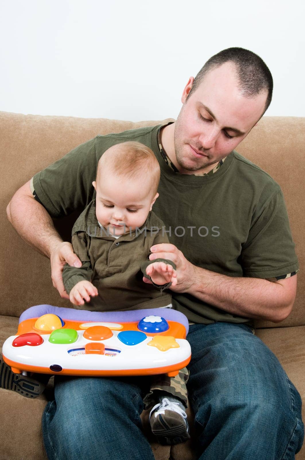 father with his young baby boy son