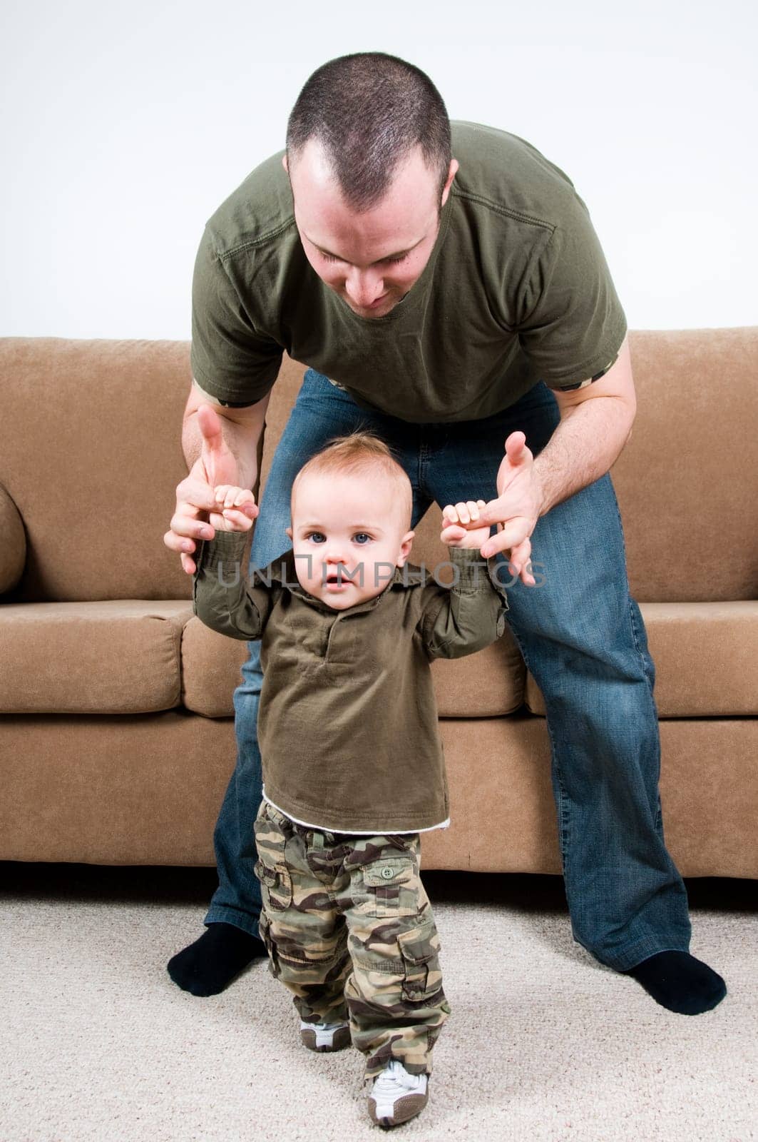 father with his young baby boy son