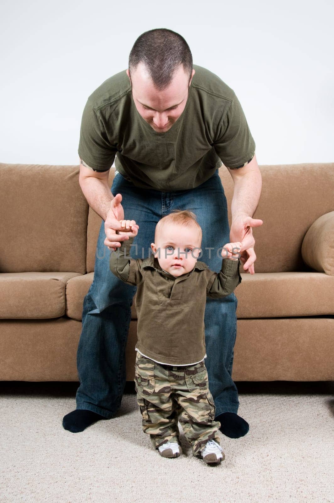 father with his young baby boy son