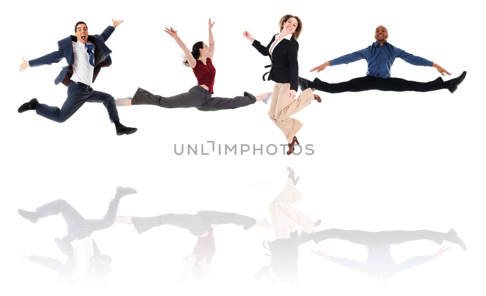 happy business team on an isolated white background