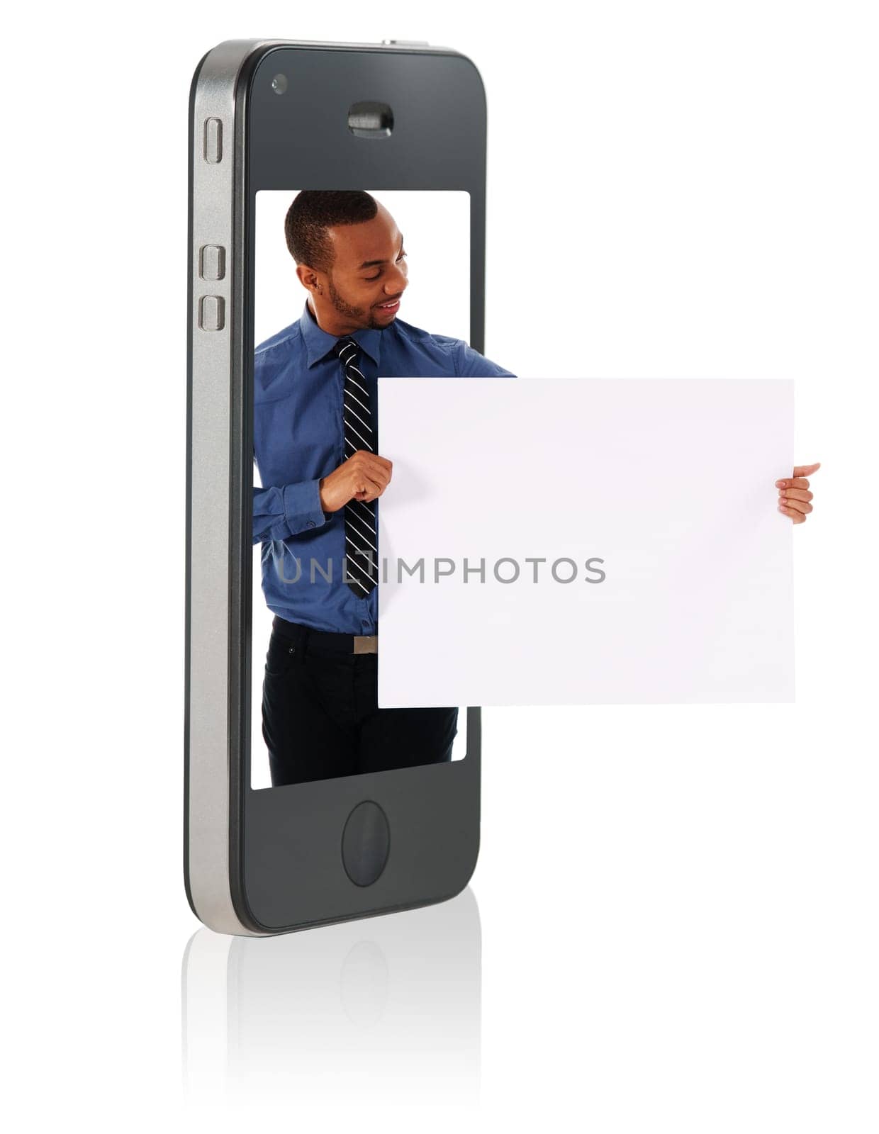 Holding Blank Cardboard in Mobile Phone