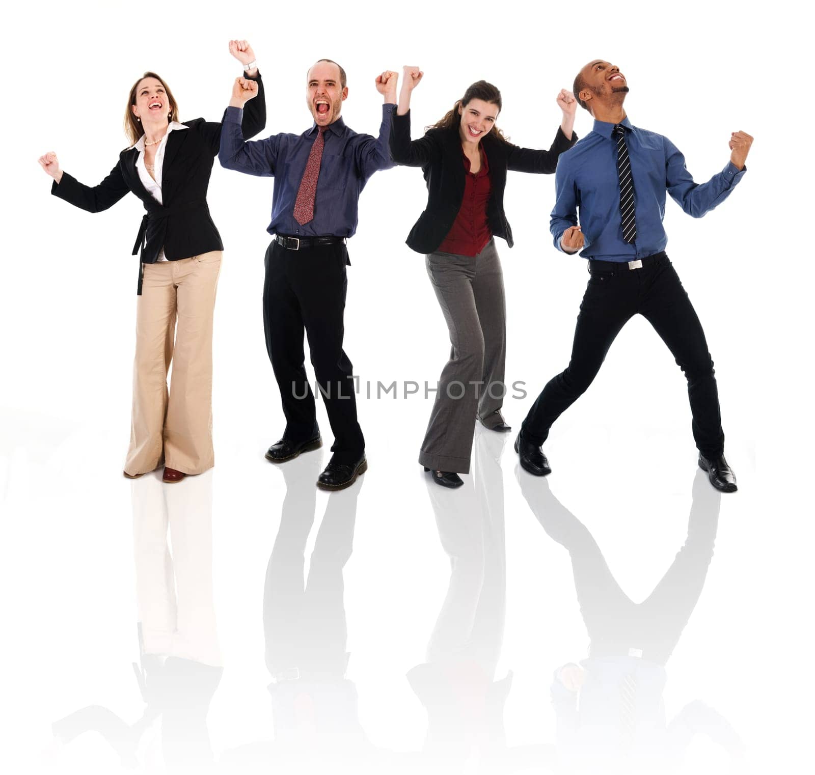 happy business team on an isolated white background