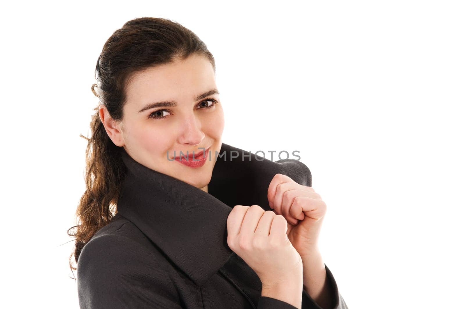 Pretty woman in fashion on white background