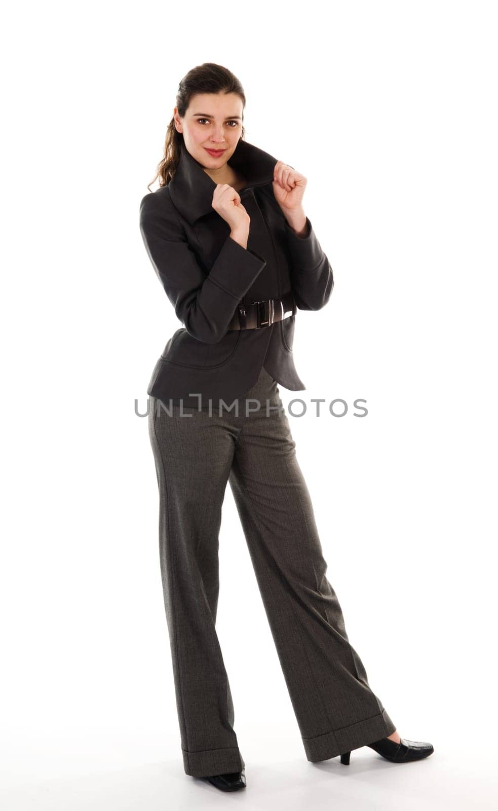 Pretty woman in fashion on white background