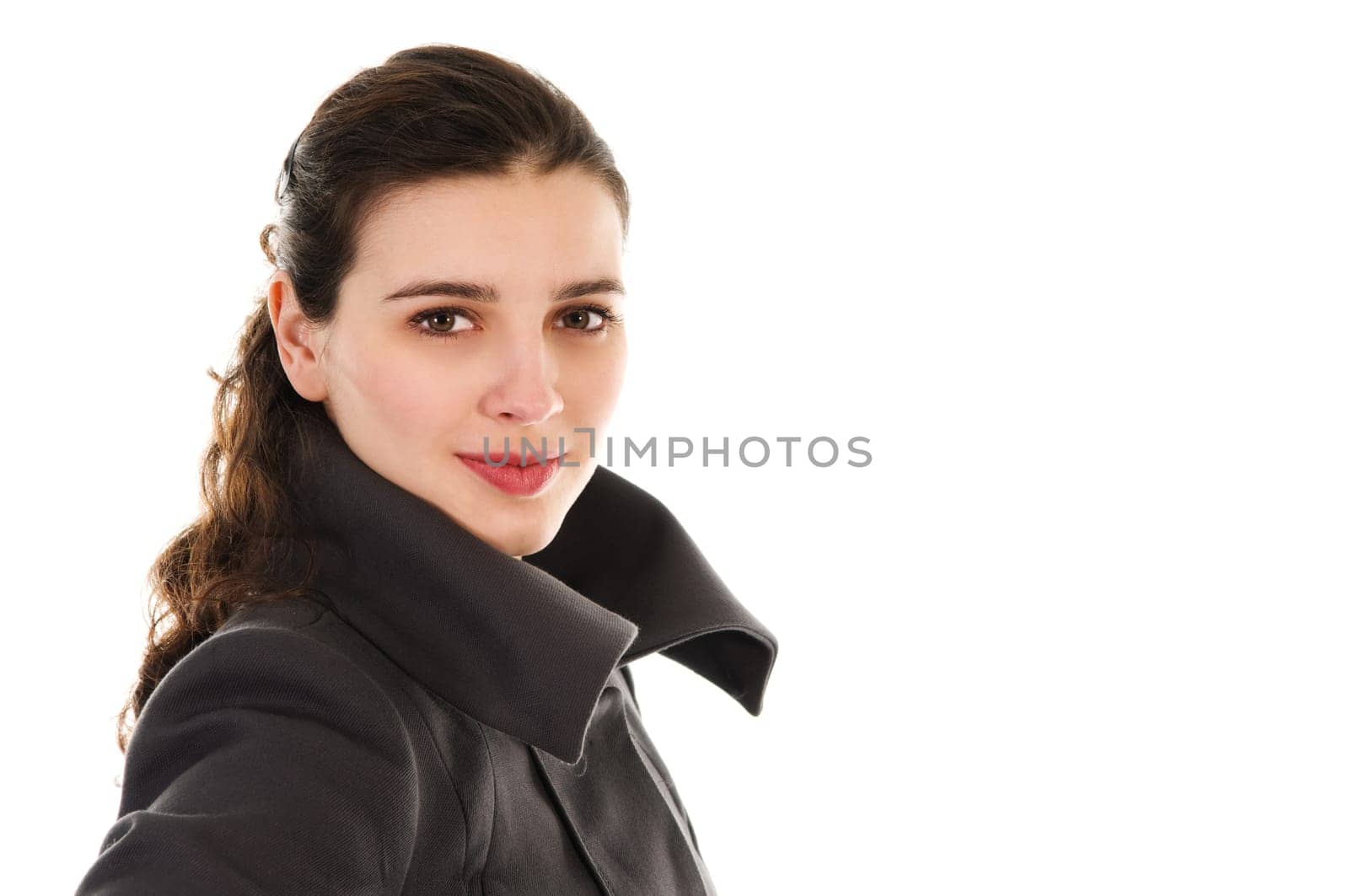 Pretty woman in fashion on white background