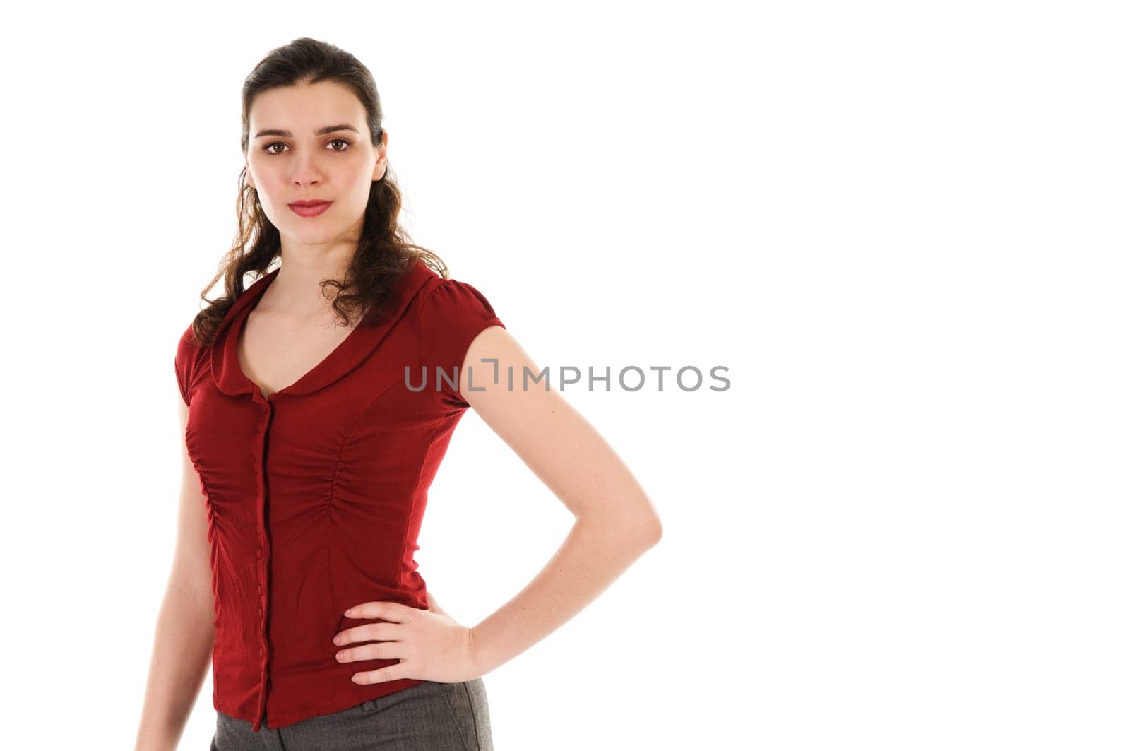 Pretty woman in fashion on white background