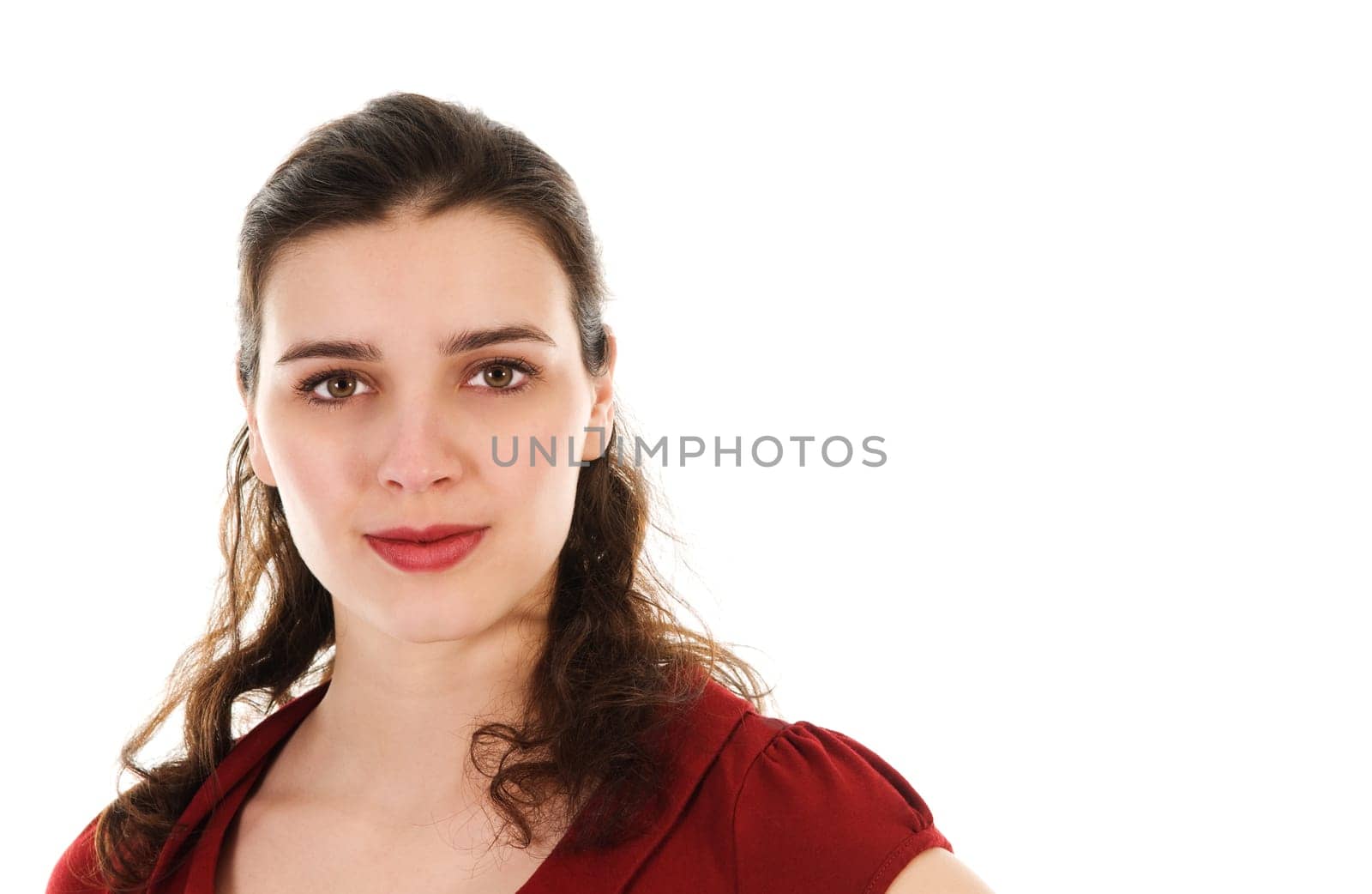 Pretty woman in fashion on white background