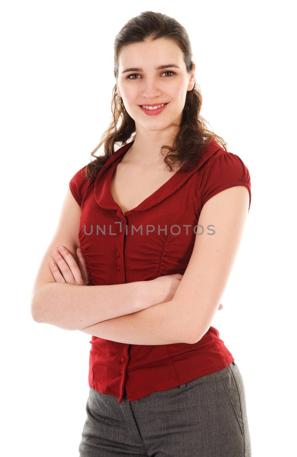 Pretty woman in fashion on white background