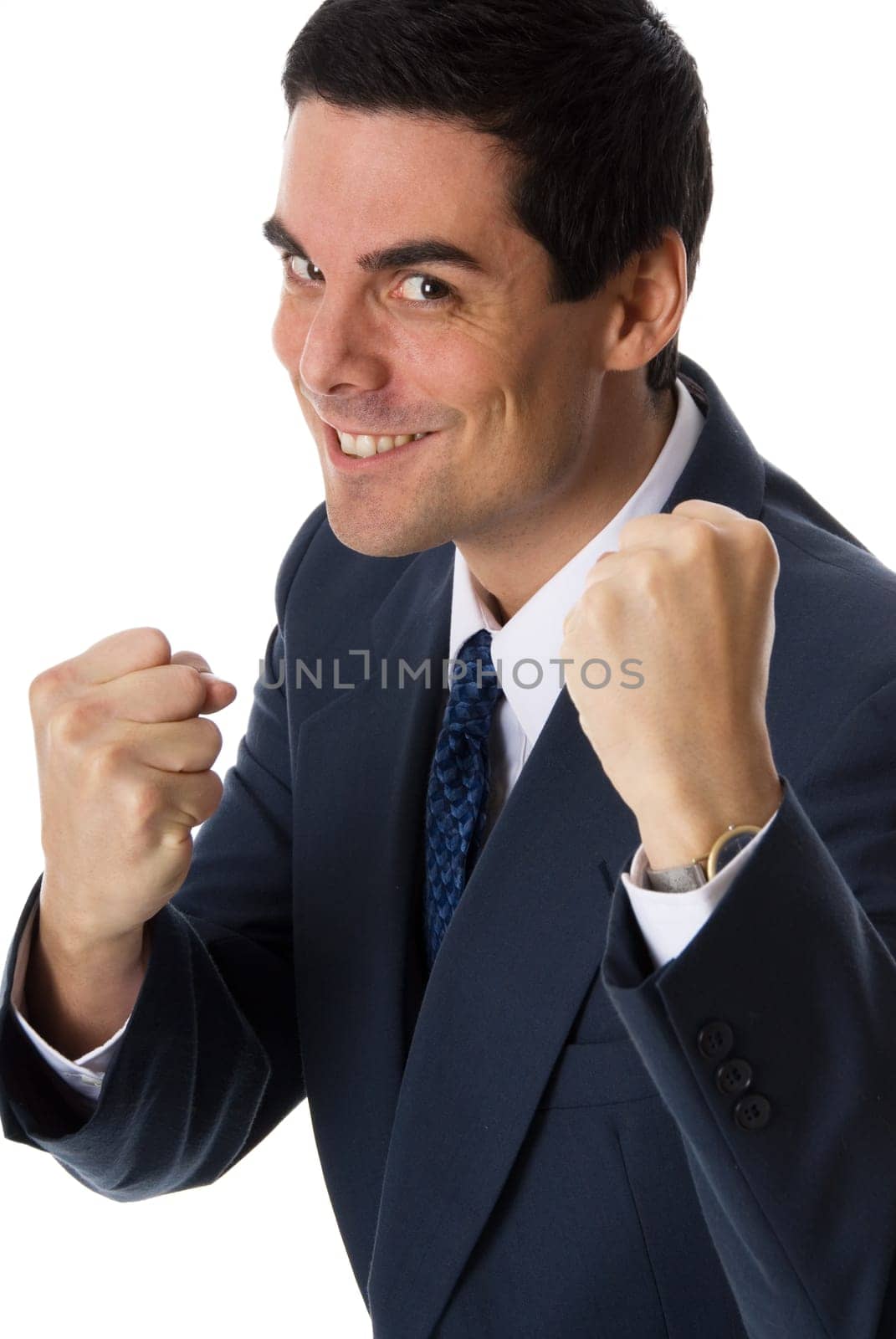 man in blue suit wanting to pick a fight
