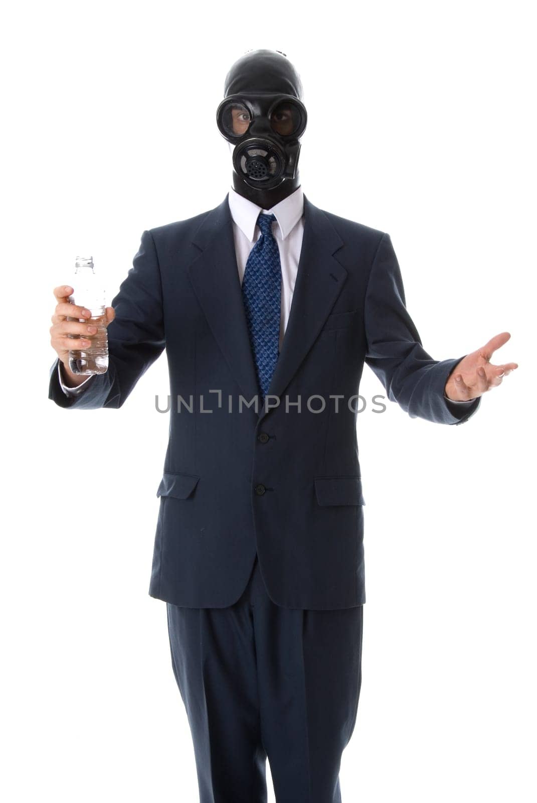 clean bottled water in a man's hand