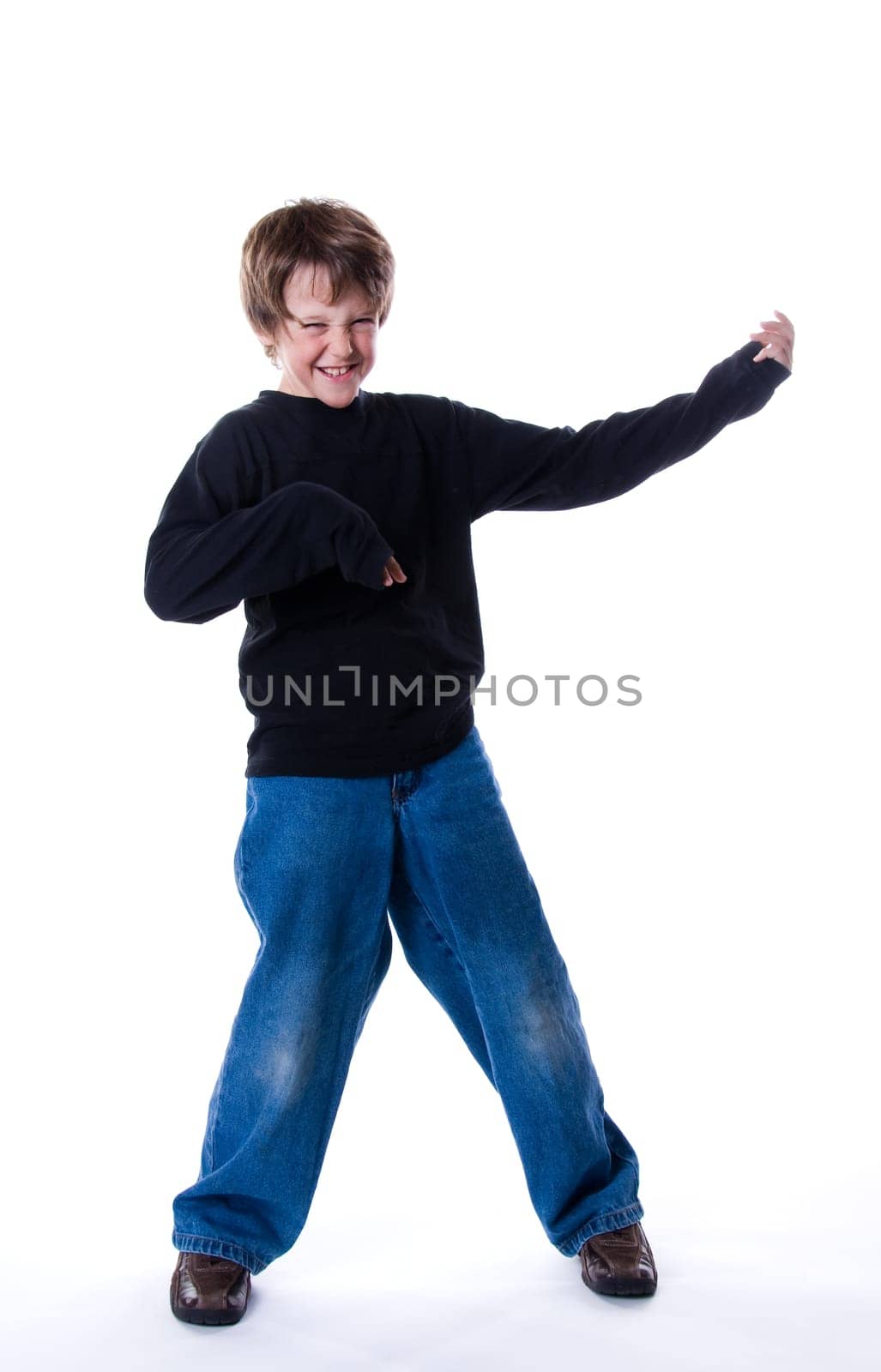 young cute little boy having a good time