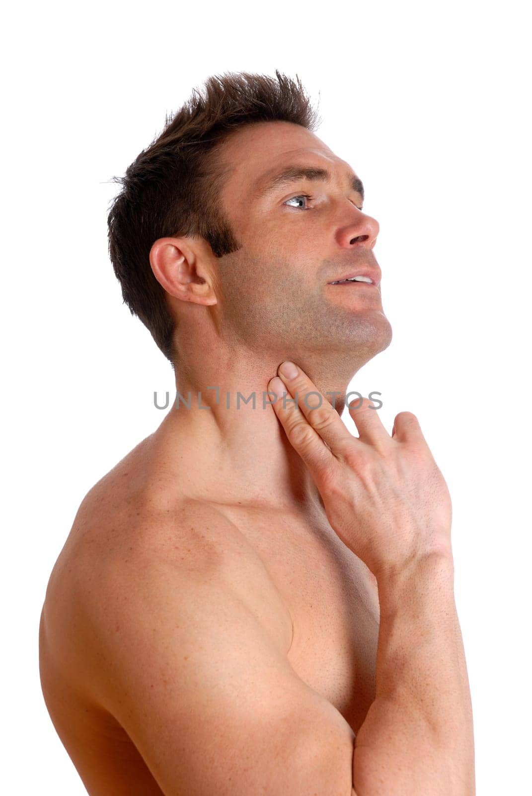 athlete working out and checking his pulse