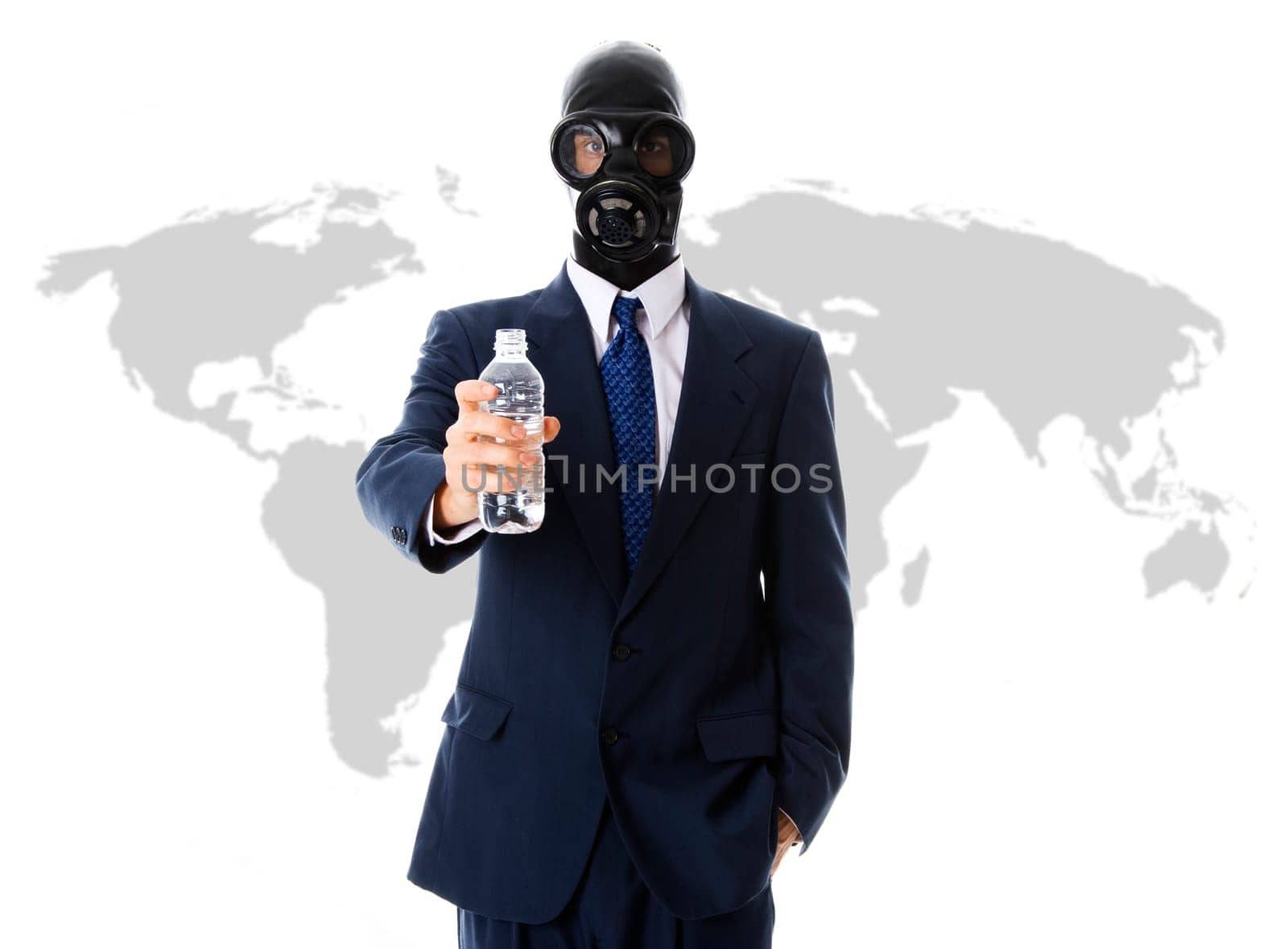 man in blue suit on isolated white