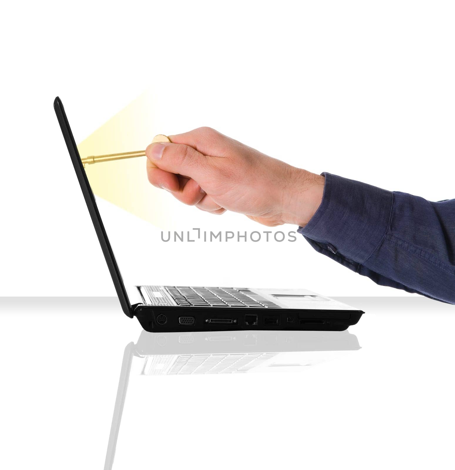 businessman getting network access with a gold key