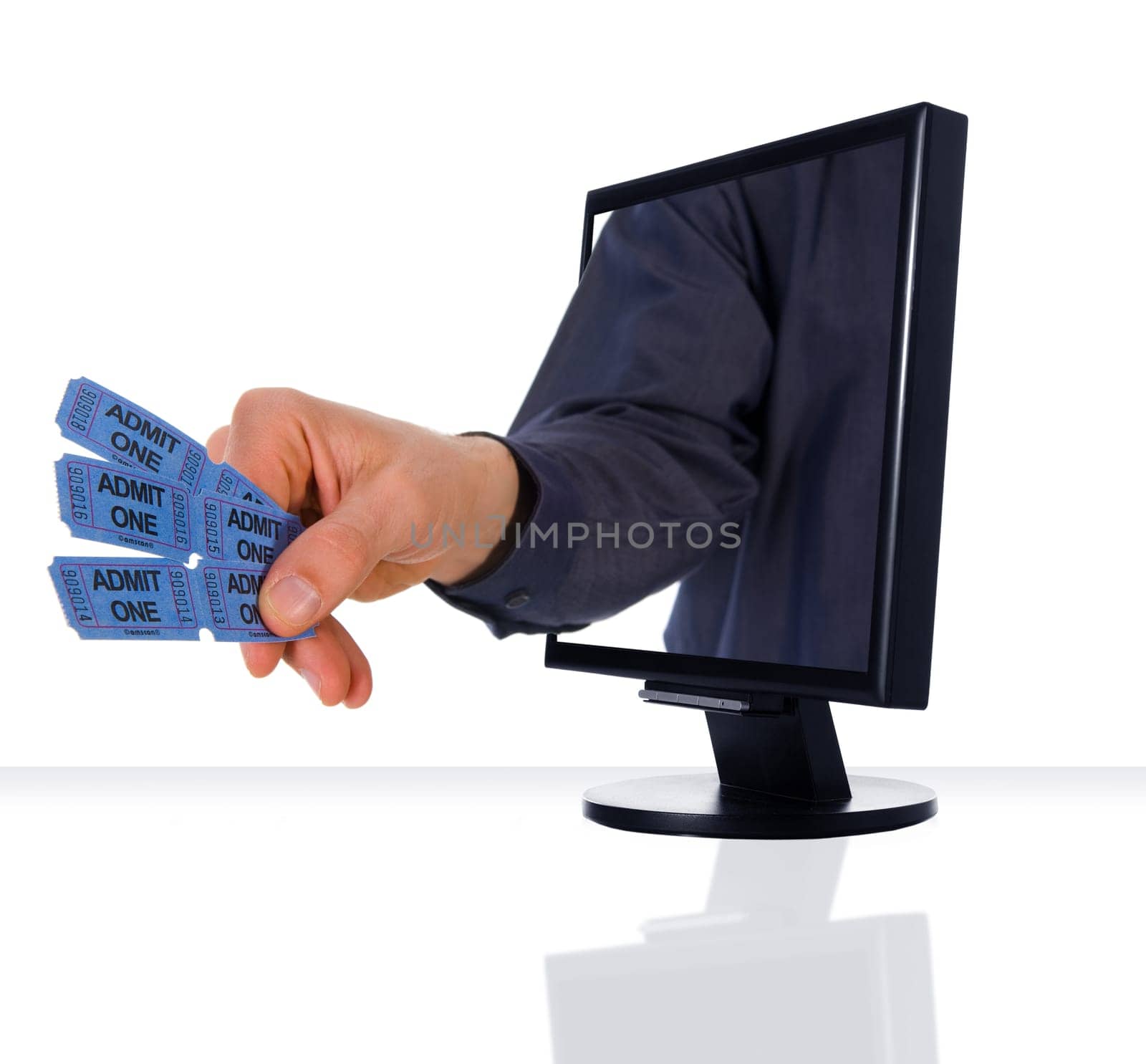 a computer flat screen monitor wiht tickets