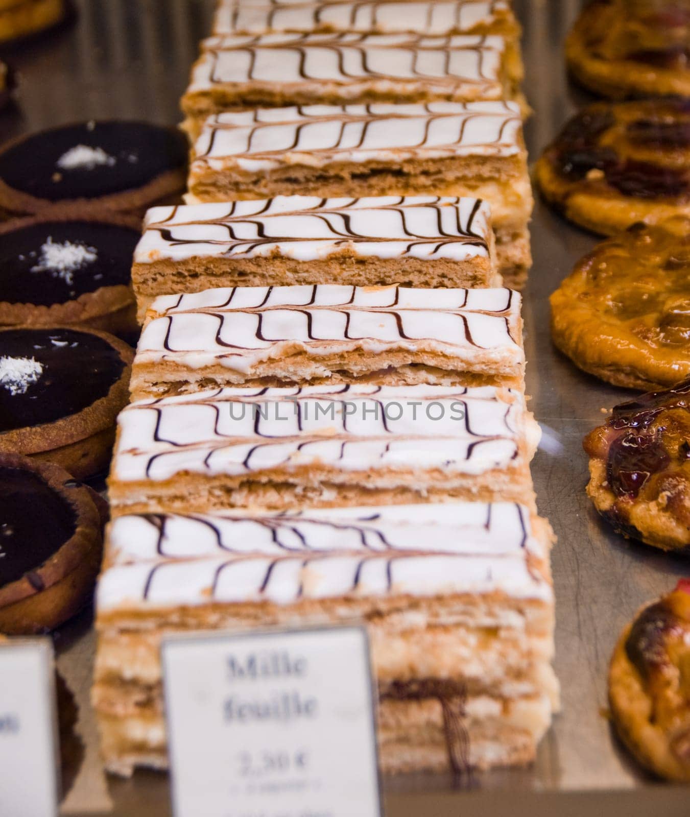fresh pastries and tarts at a farmers market