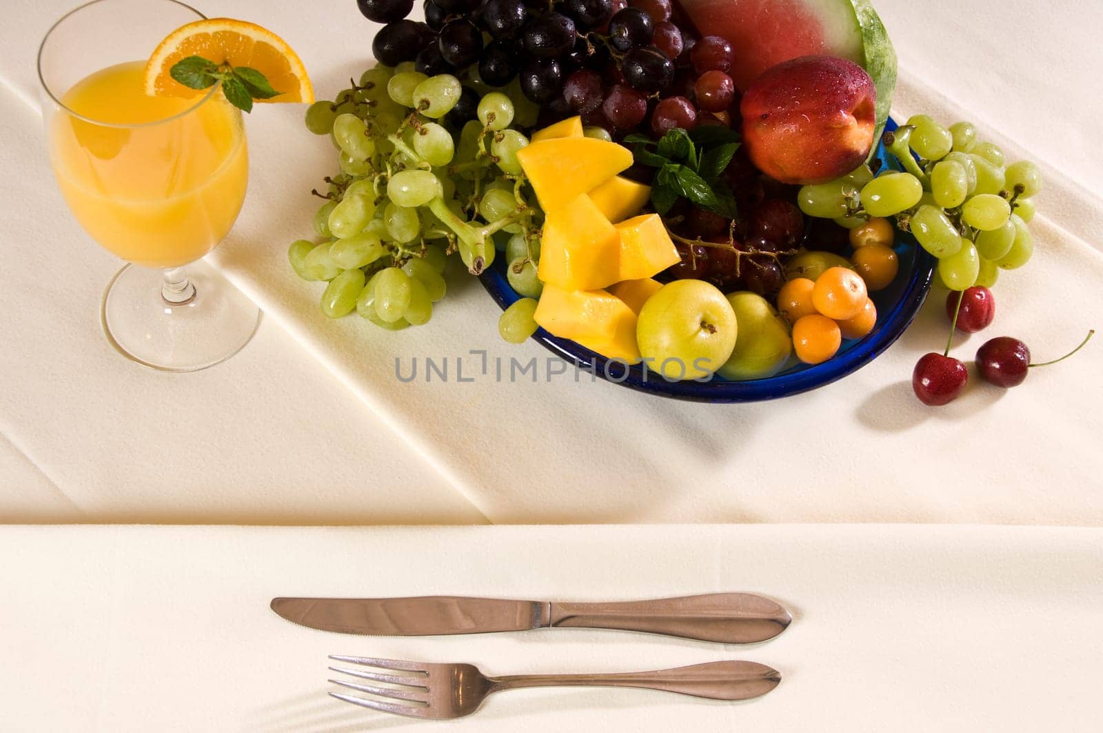 Fruits at breakfast for healthy eating and nutrition