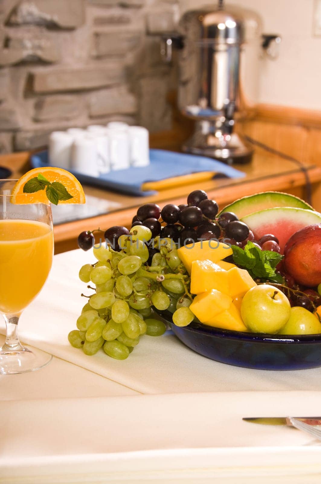 Fruits at breakfast for healthy eating and nutrition
