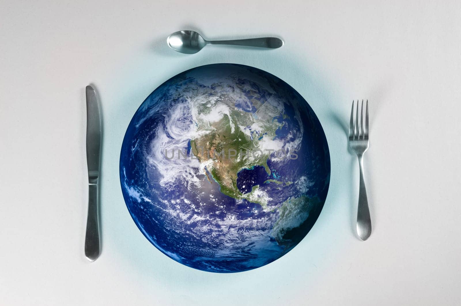 planet earth on a plate for world hunger
