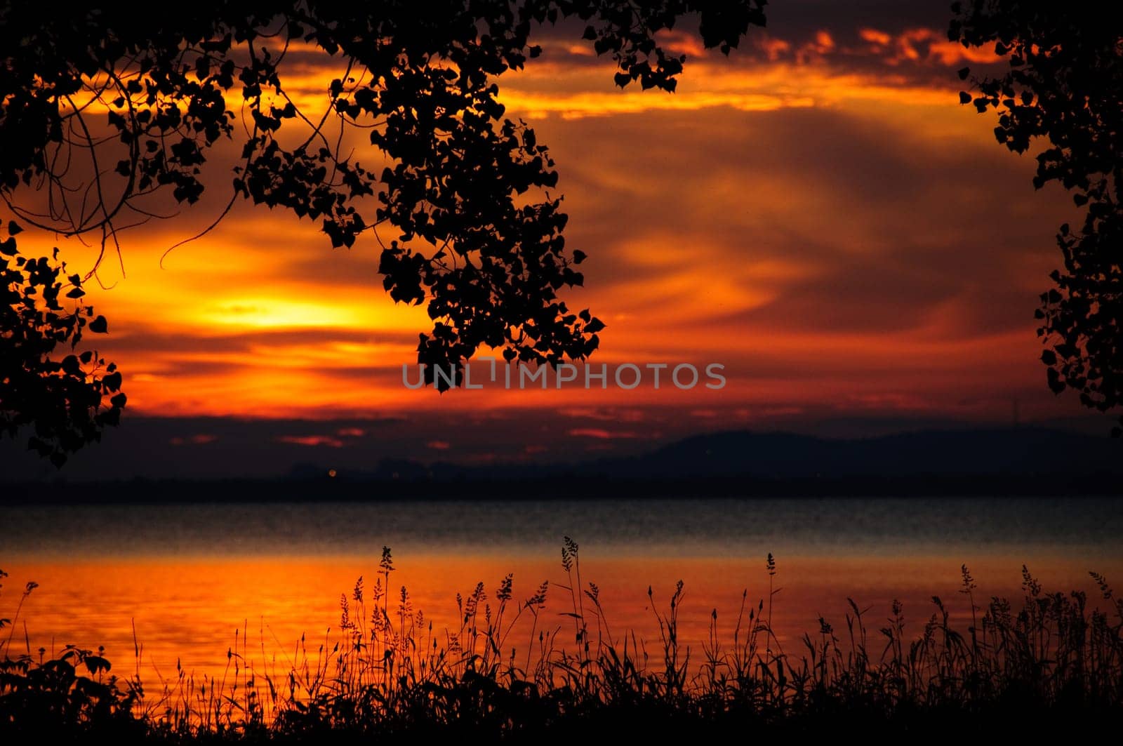 watching a sunset on the calm water