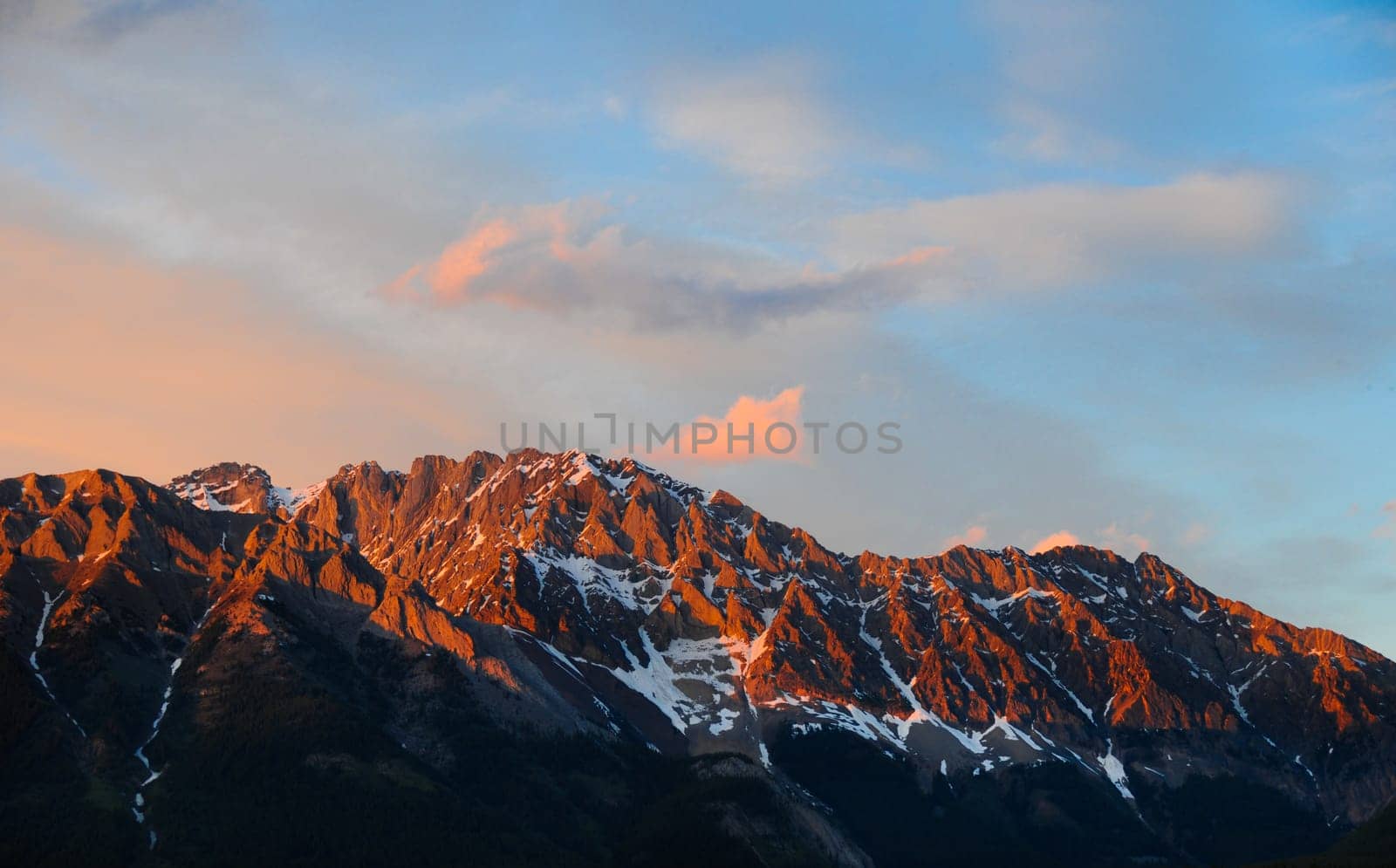 mountain to at sunset in the rockies canada