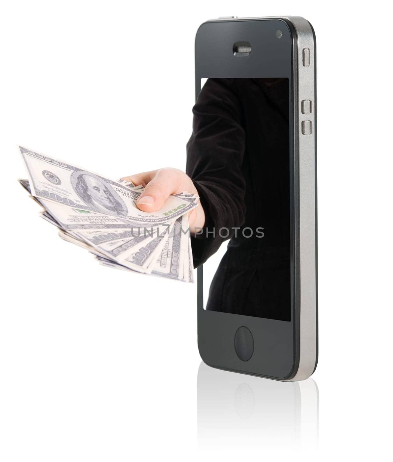Human hand holding and giving cash money