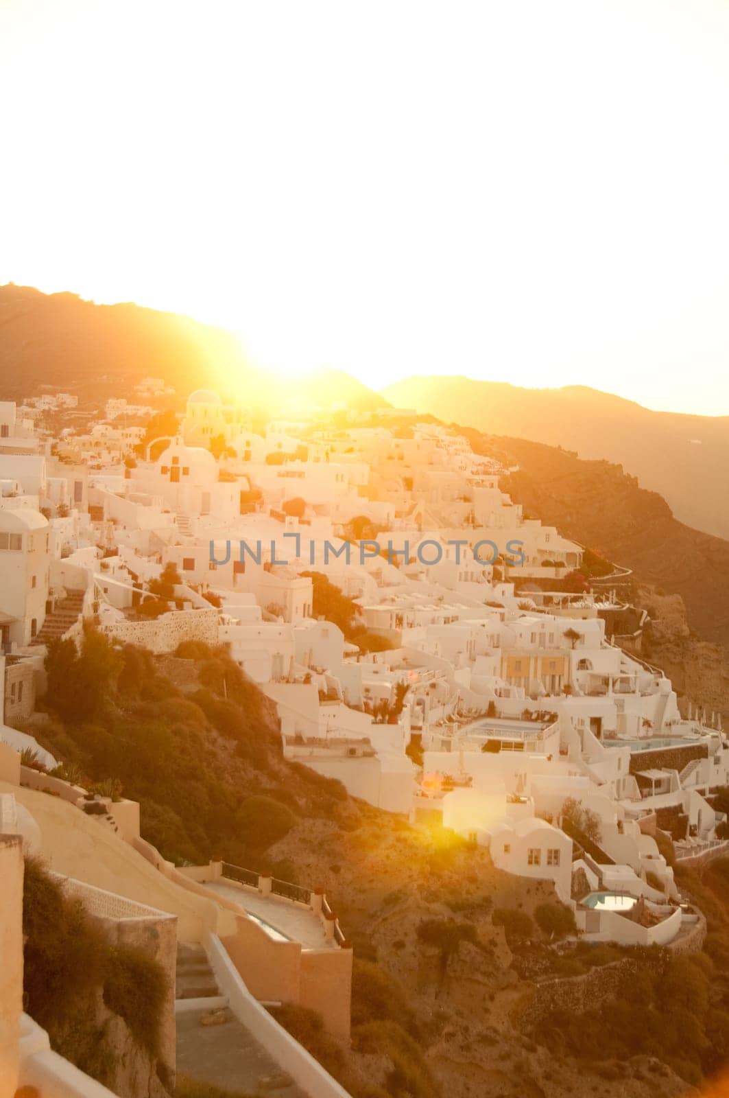 Santorini Island in greek greece village on cliff