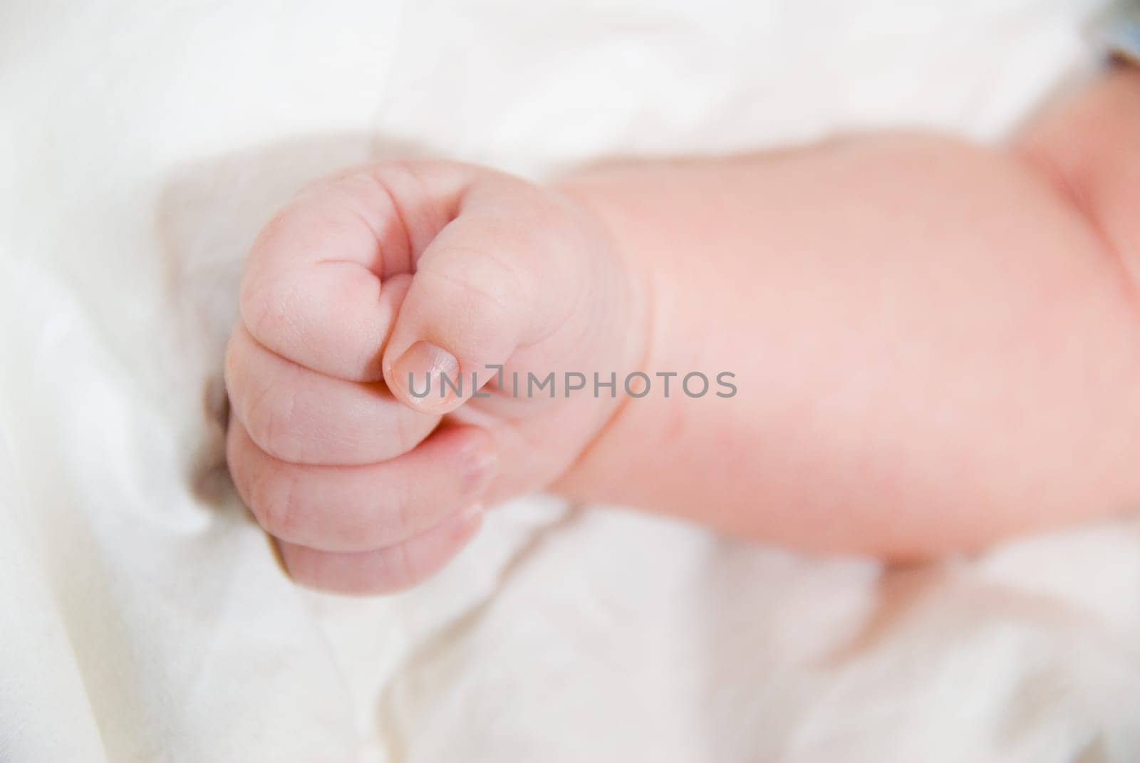 sleeping baby close up of the hand