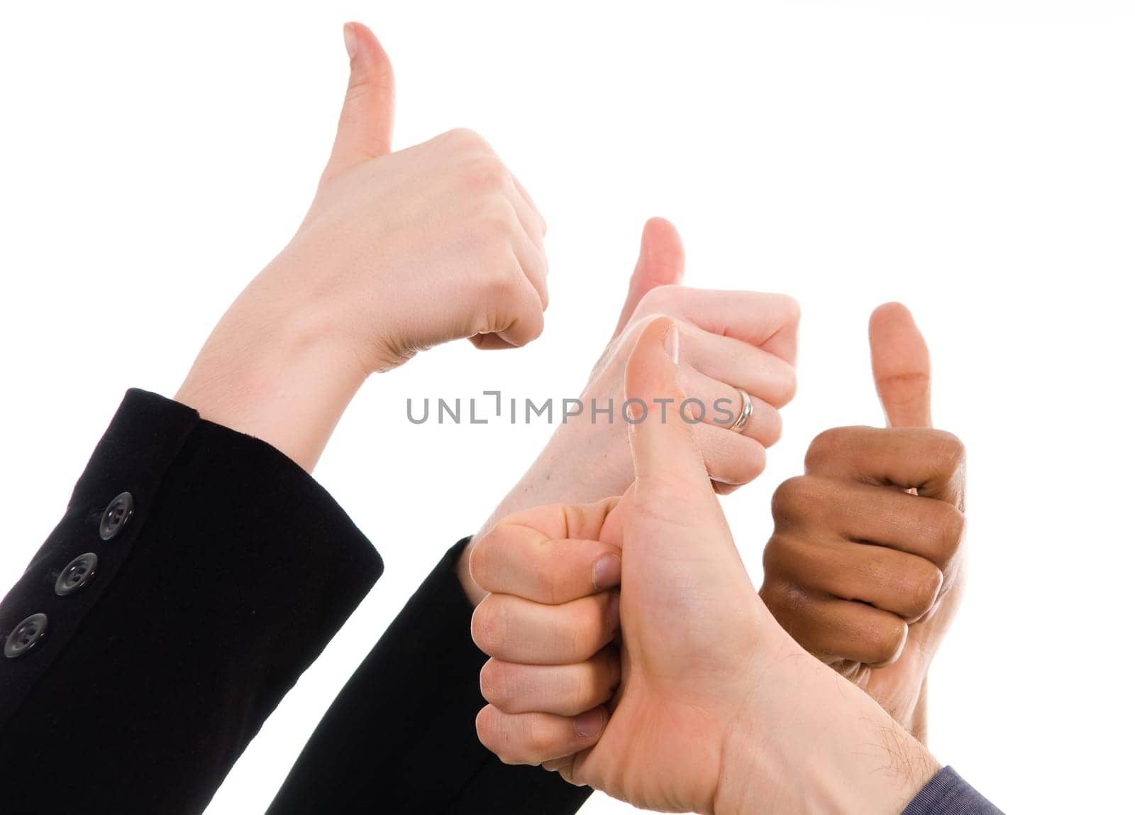 business people with their thumbs up in support