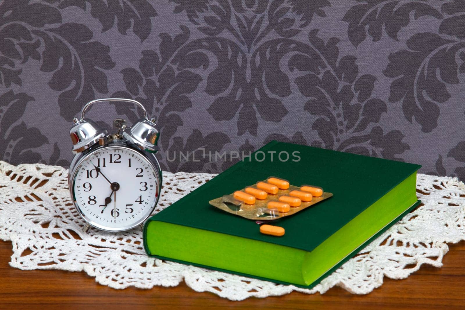 Retro ambience on floral wallpaper