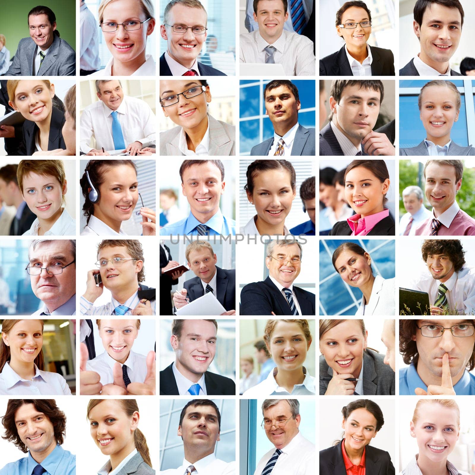 Collage with businesspeople in different situations