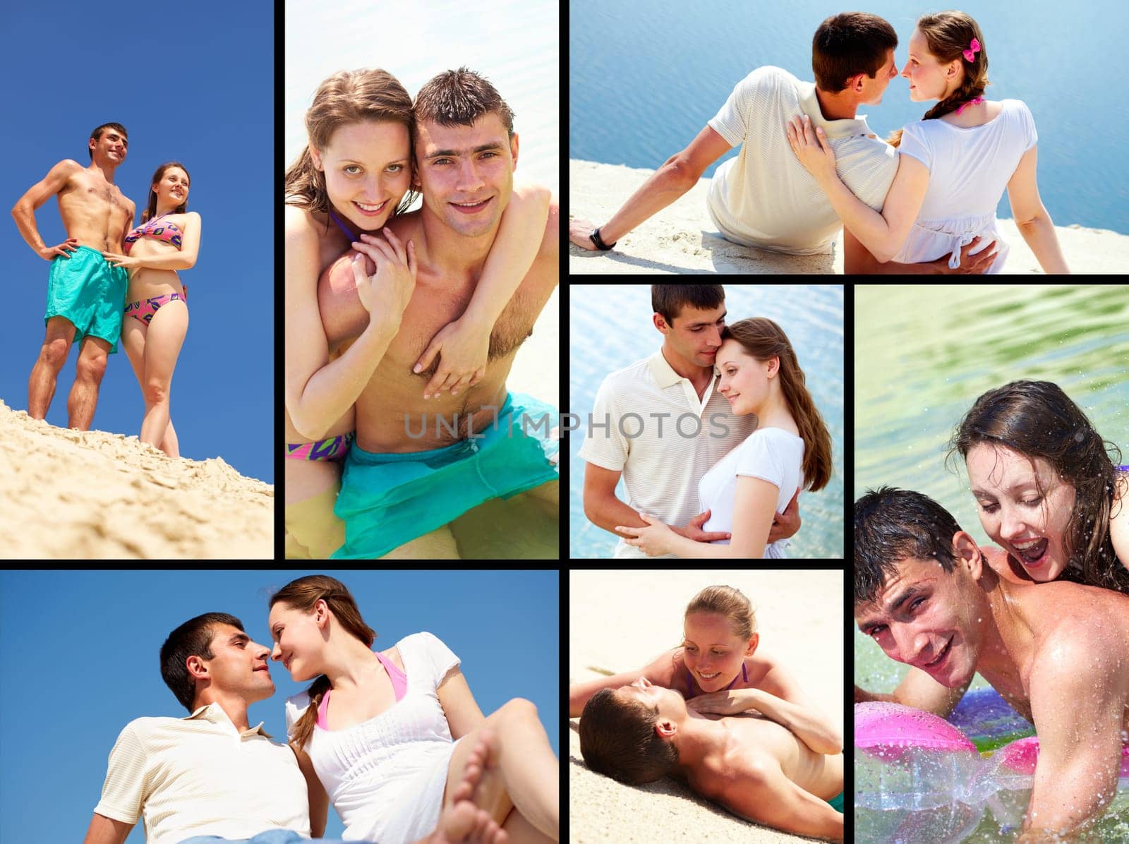 Collage made of images with young couple